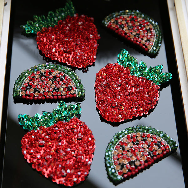 3D Watermelon and Strawberry beaded Diamond Patch