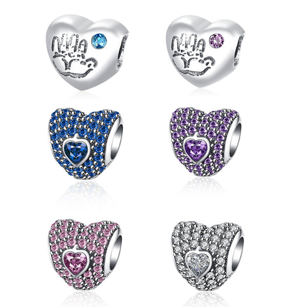 Heart Shape Diamond Charm Beads