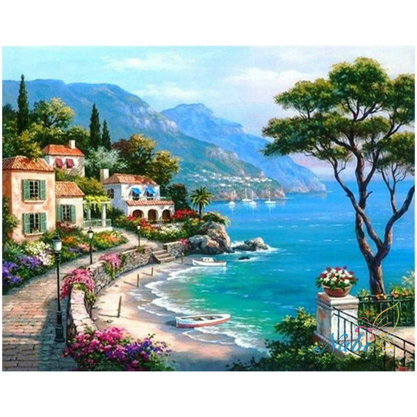 Seaside Town DIY Diamond Beads Embroidery