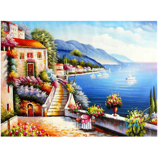 Seaside Town DIY Diamond Beads Embroidery